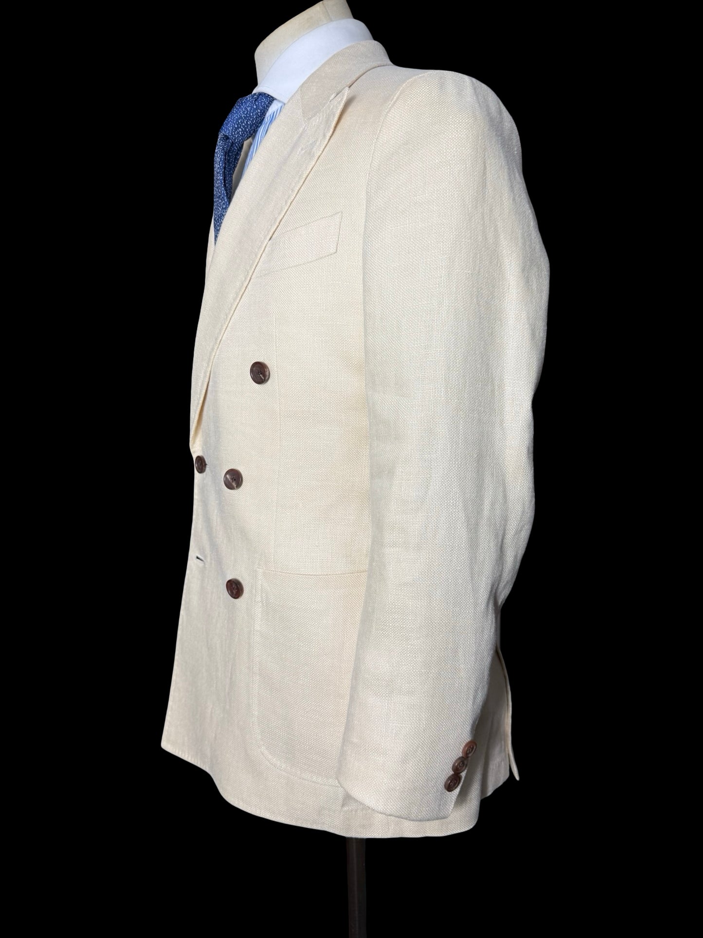 Spier & Mackay Cream Heavy Linen Sport Coat 36” Double Breasted RRP $378