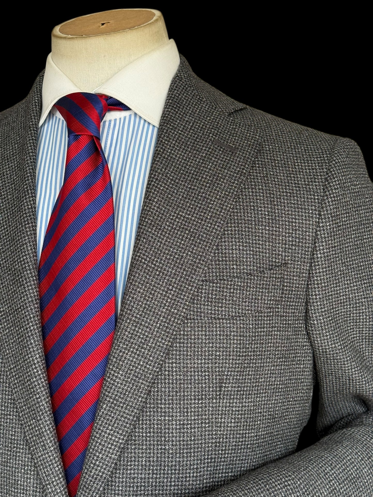 Clements & Church Drago Swing Wool Suit 38L / W32L Slim Fit Grey Houndstooth MTM
