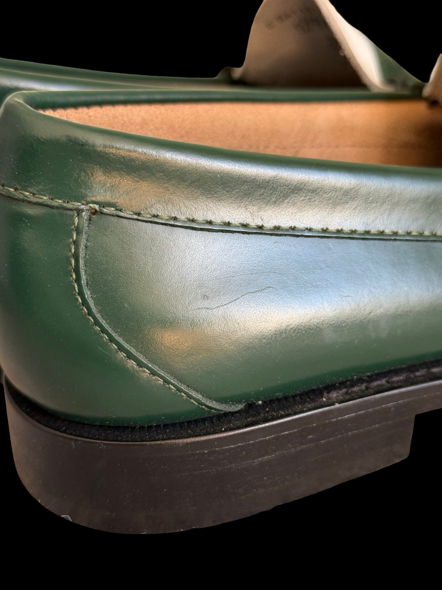 G.H Bass Weejuns Penny Loafers 42 UK8 E Green & White NEW
