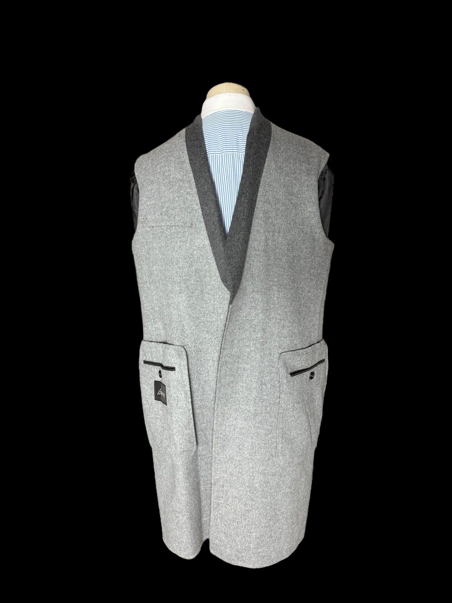 Men’s Brioni Grey Overcoat XXL Flannel Wool Unlined