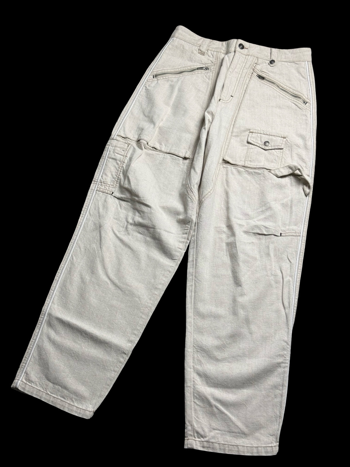 Isabel Marant Paciane Trousers Size 40 UK12 Beige Cotton & Hemp Cargo Trousers