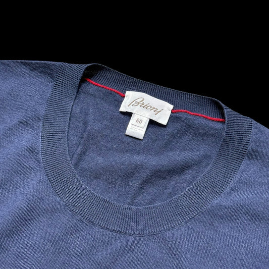Men’s Brioni Wool Cashmere & Silk Jumper Size 60 Blue Crew Neck RRP £890