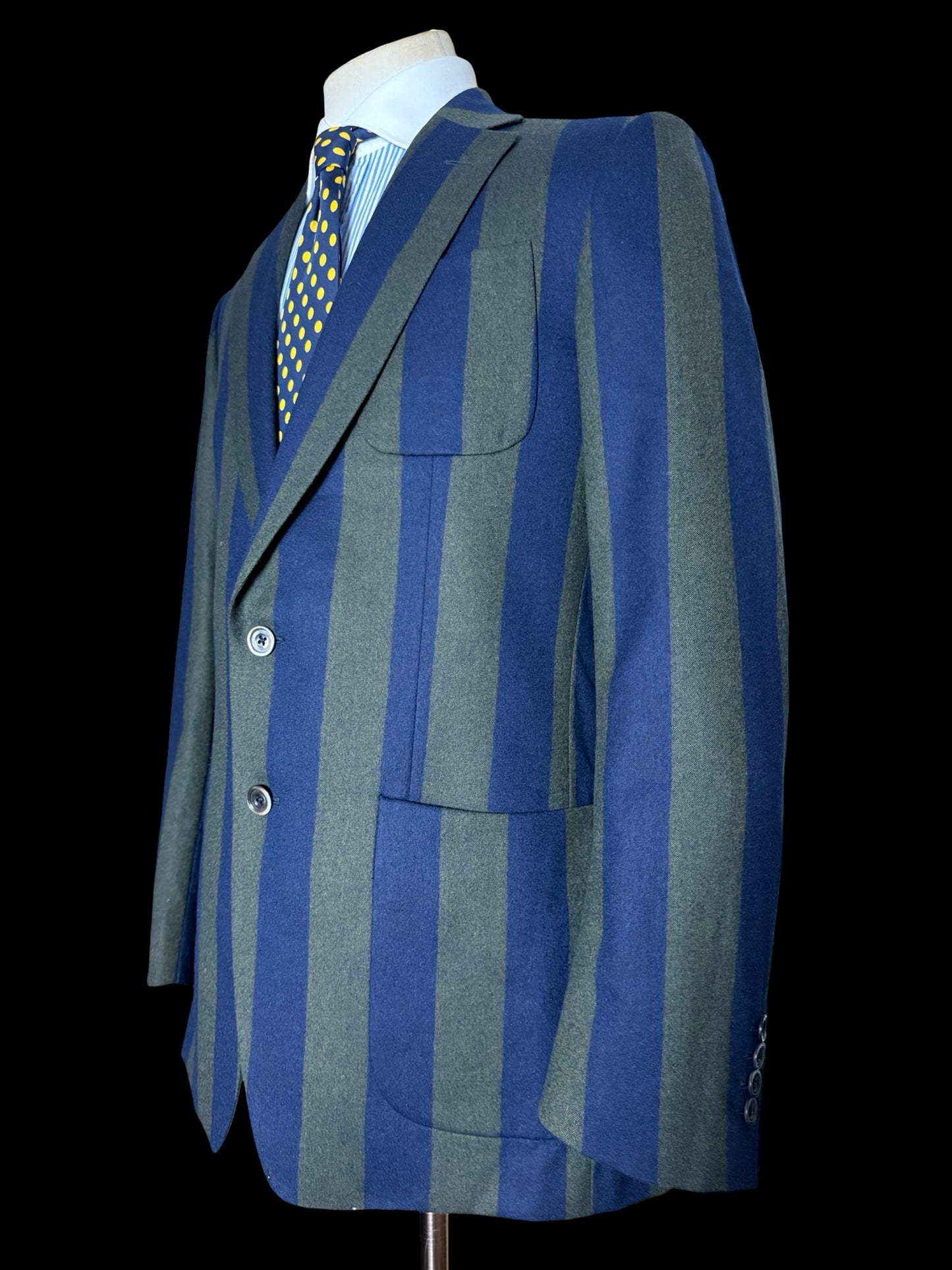Chester Barrie Savile Row X Fox Brothers Flannel Wool Sport Coat 40R Dandy Stripe