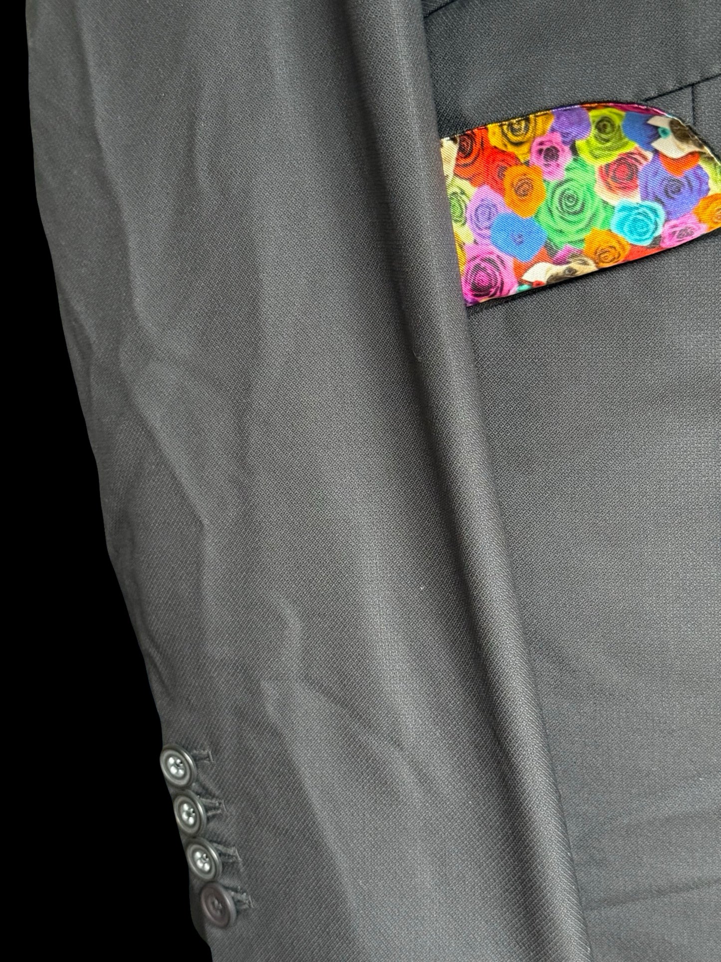 Savile Row Bespoke Cad & Dandy 3PC Black Suit 44L / W42R