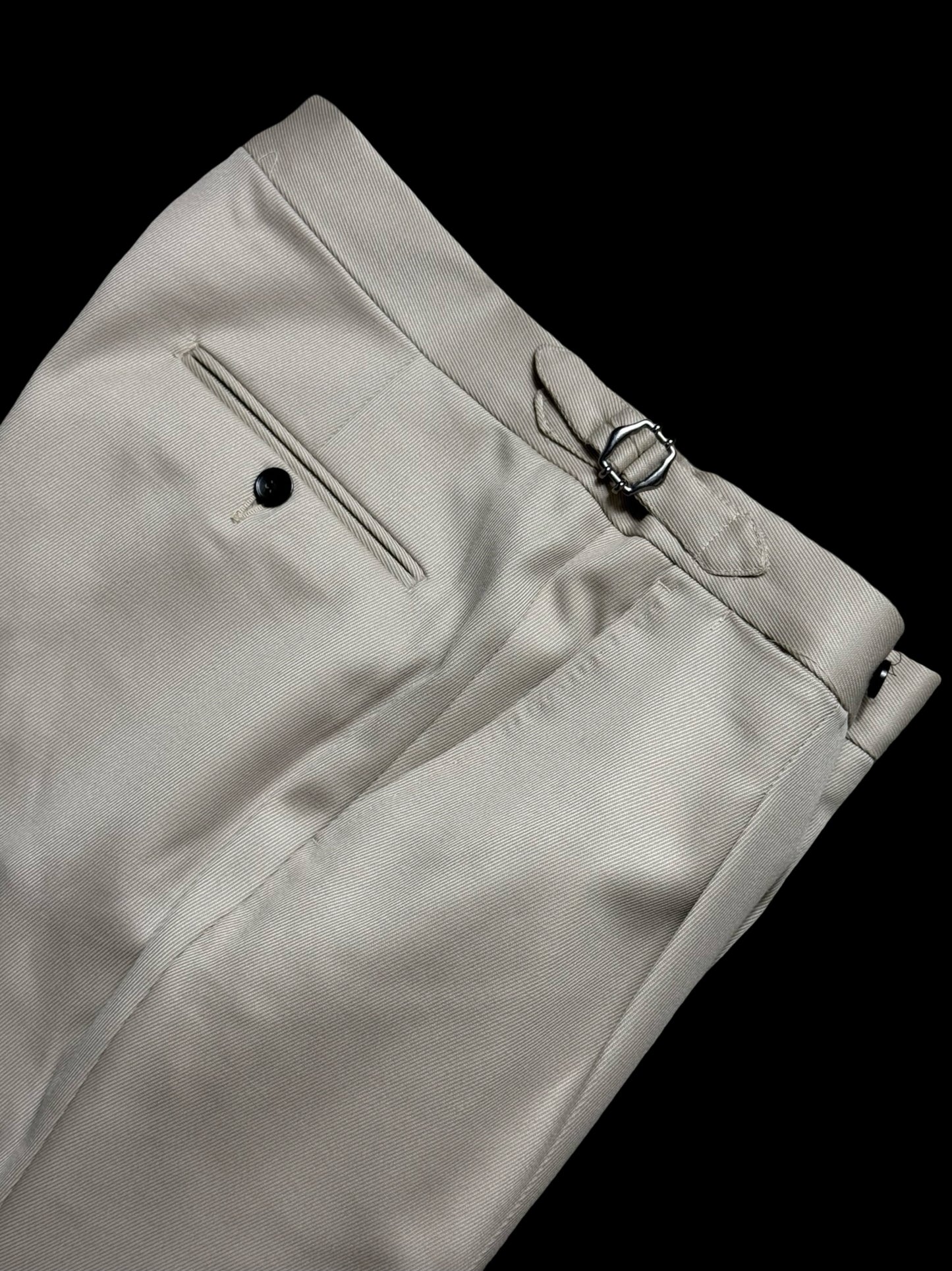 Men’s Natalino Stone Cavalry Wool Twill Pleat Front Trousers W32S RRP £205