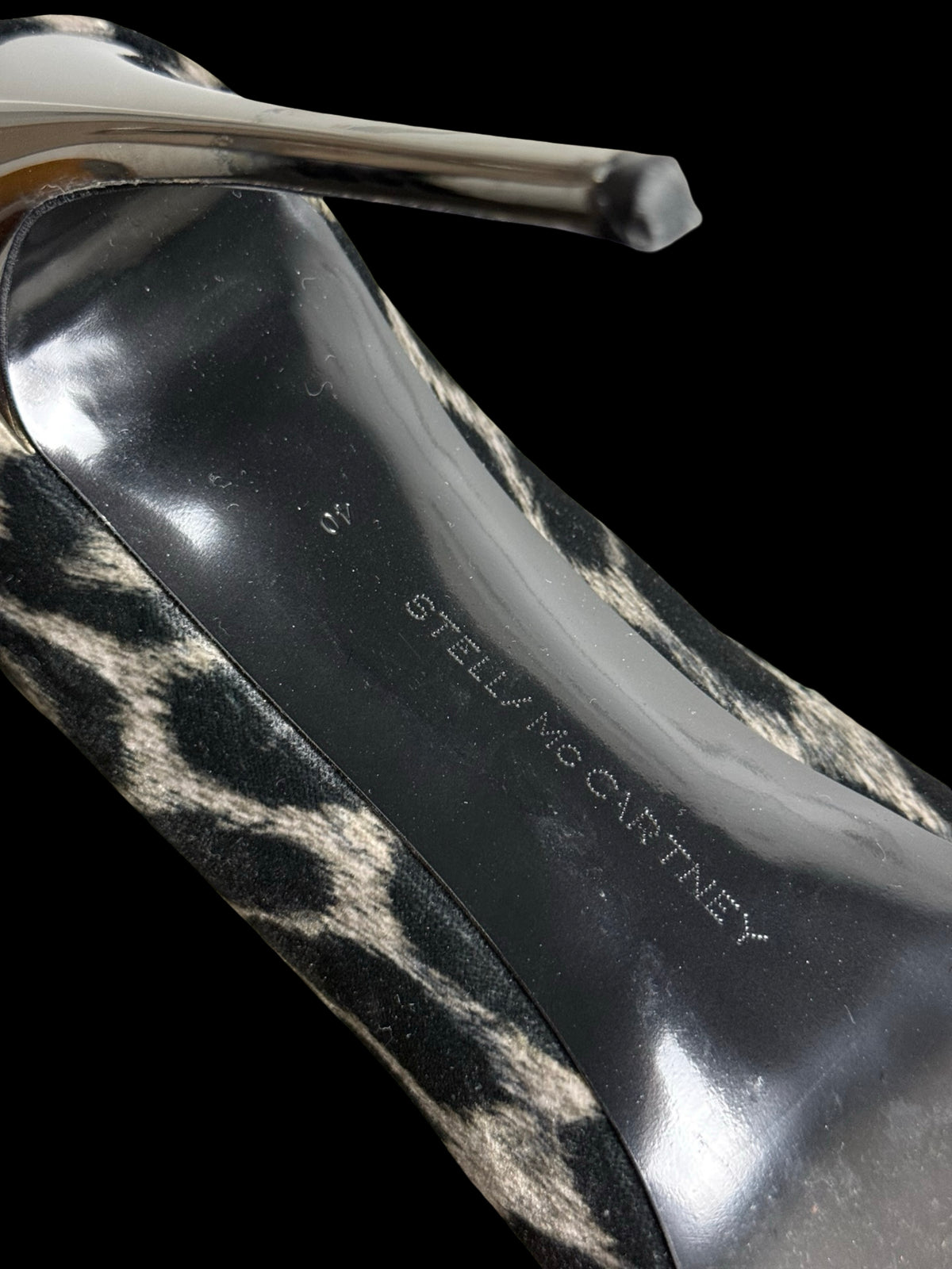 Stella McCartney Velvet Leopard Print Stiletto Heel Ankle Boots EU40 UK7