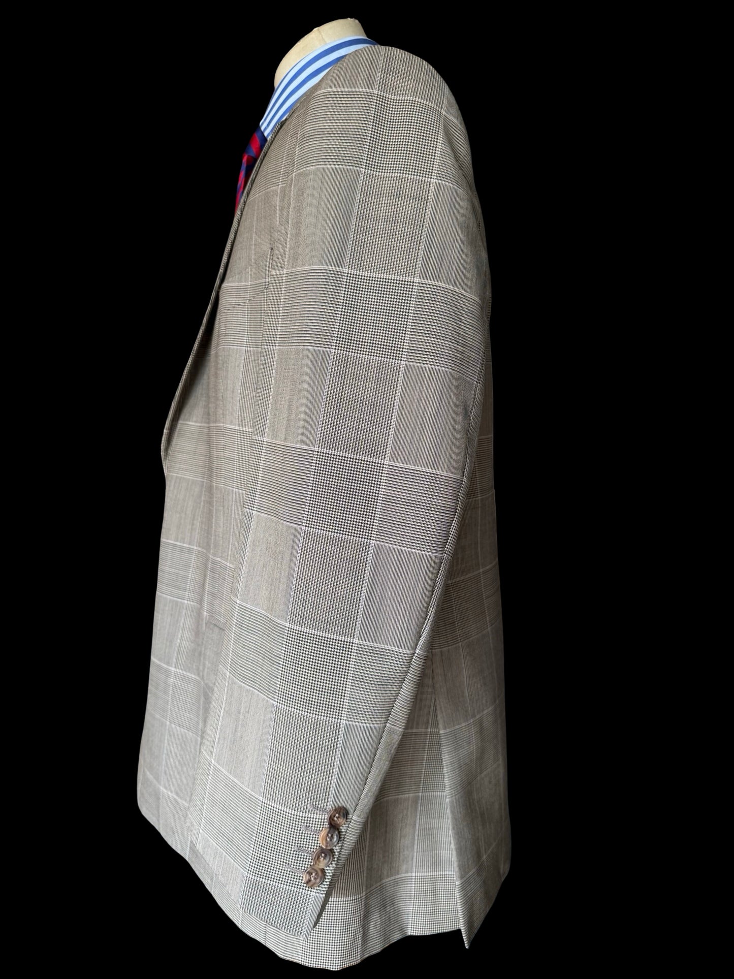 Chester Barrie Savile Row Grey Glen Plaid Check Suit 46R/ W40” Grey Wool Mohair