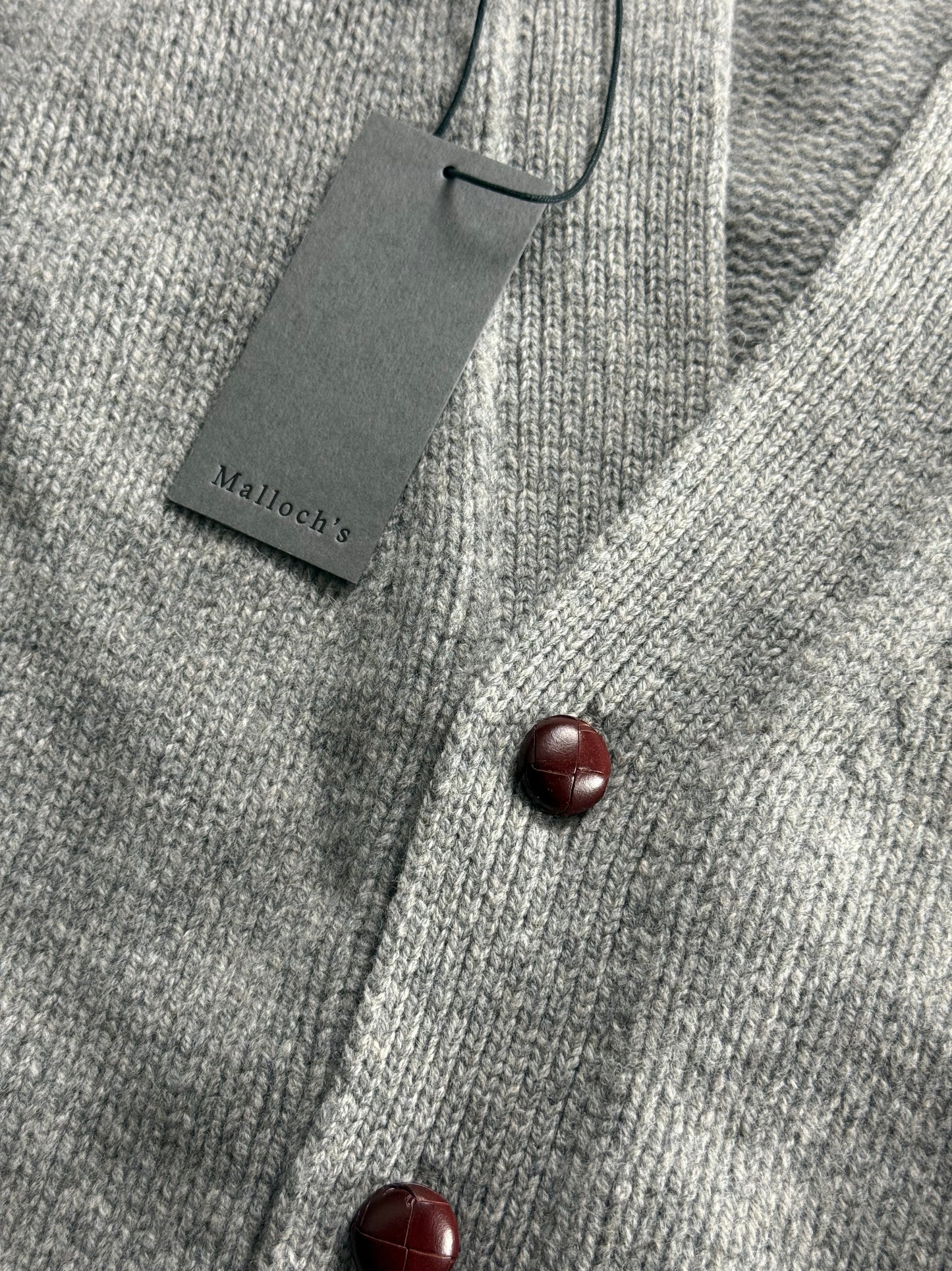 BNWT Men’s Mallochs Grant Cardigan XXL Lambswool Flannel Grey RRP £275