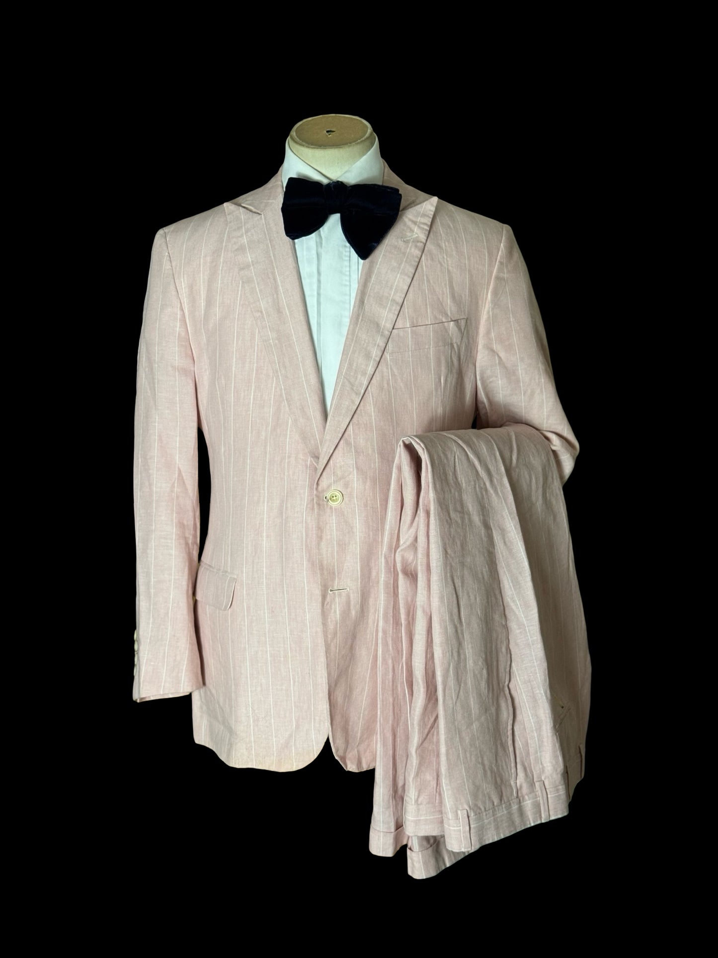 Brooks Brothers X Gatsby Pink Linen Pinstripe Suit 42R / W36R Made In USA Rare