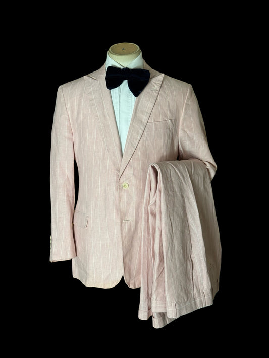 Brooks Brothers X Gatsby Pink Linen Pinstripe Suit 42R / W36R Made In USA Rare