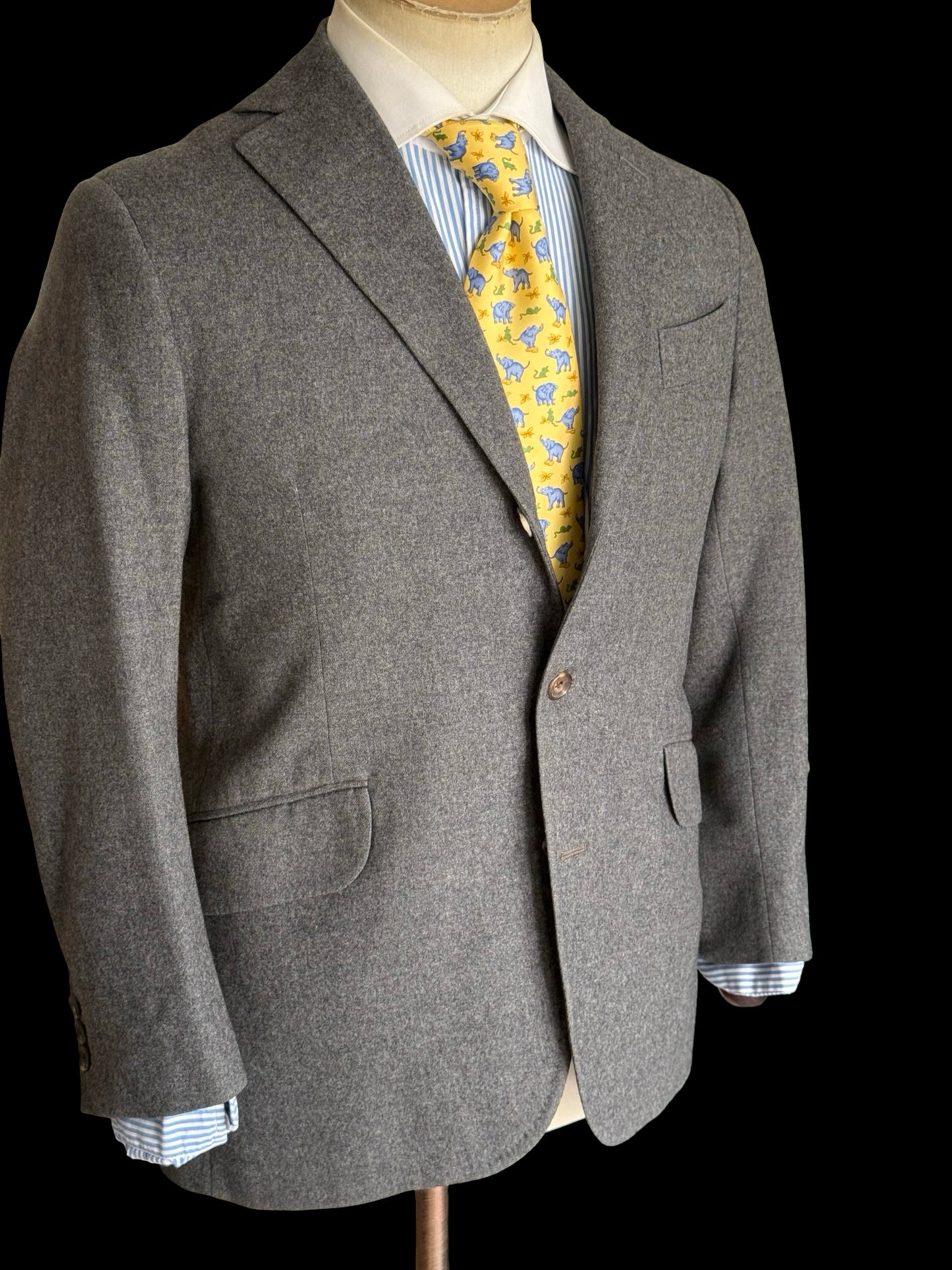 Bespoke 1960’s Hayward Grey Wool Flannel Blazer Size 38S Savile Row