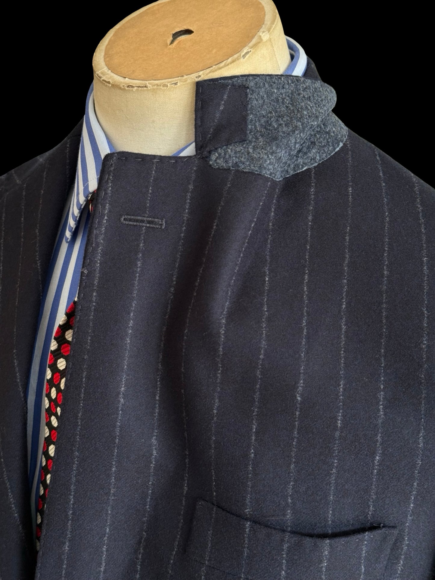BNWT Natalino Navy Chalk Stripe Flannel Sport Jacket 36R RRP £470