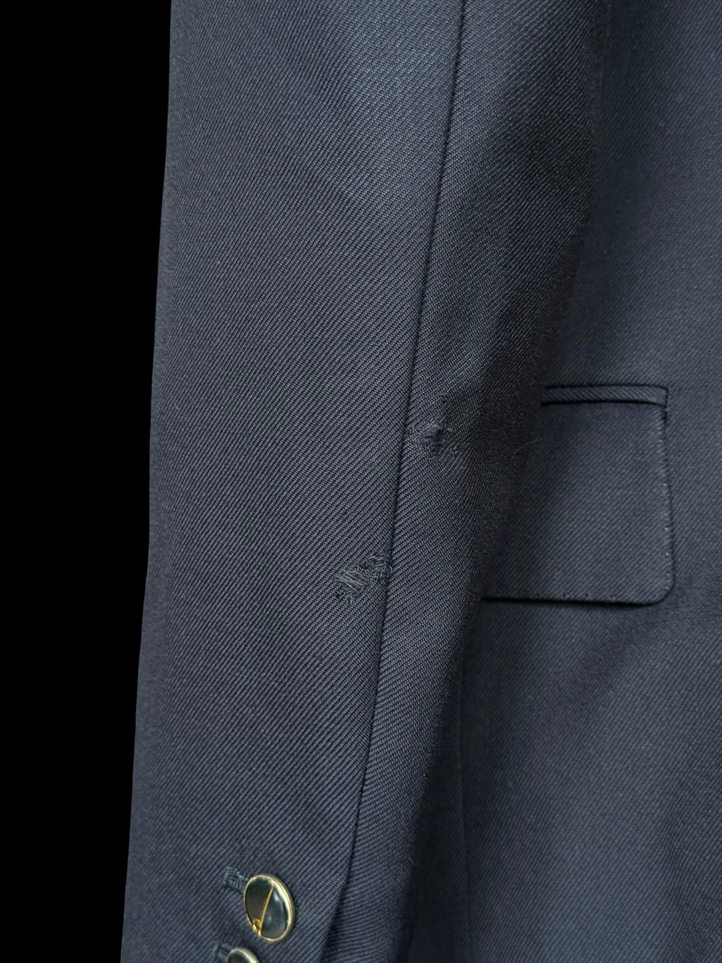 Vintage Huntsman Savile Row Navy Double Breasted Blazer 40 Dunhill Onyx Buttons