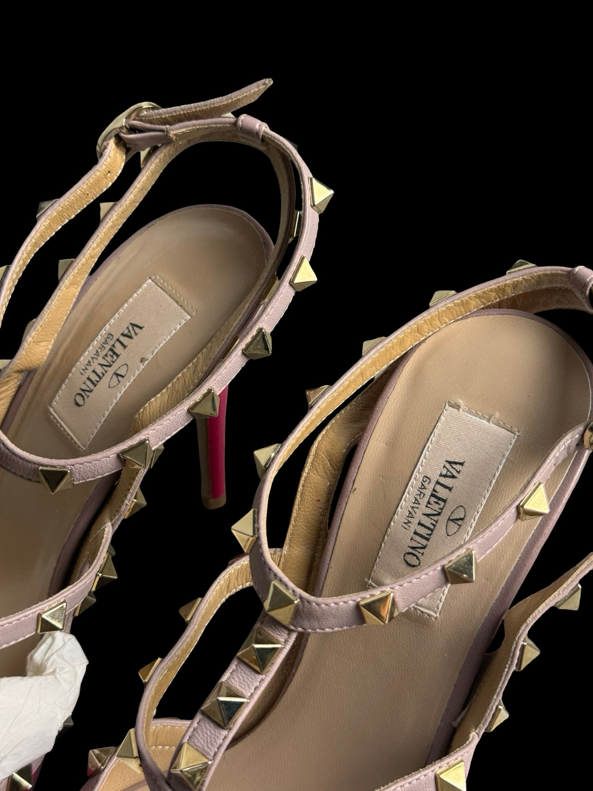 Valentino Garavani Rockstud Ankle Strap Pumps Size EU40 UK7 Deep Pink Nude Pink