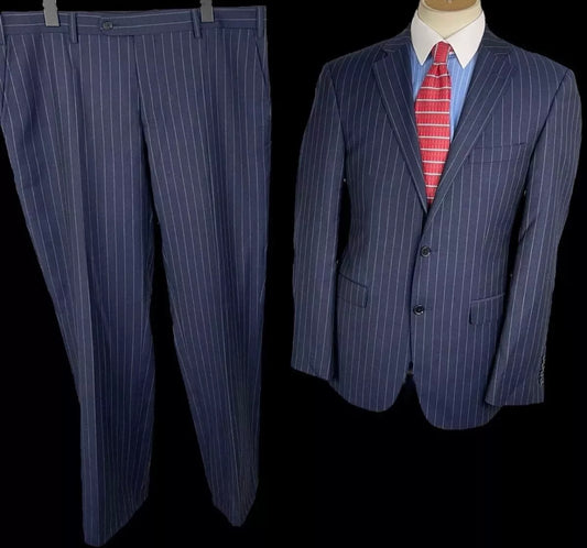 Hawes & Curtis Navy Chalkstripe Suit 40R / 36R