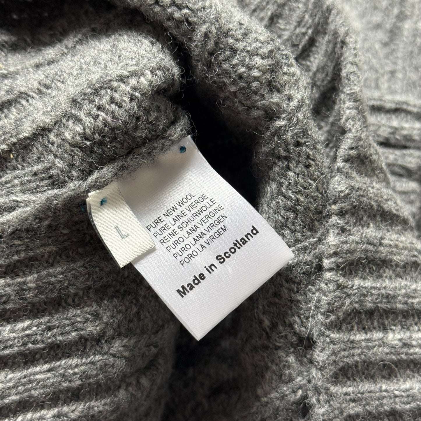 BNWT Malloch’s Douglas Cable-Knit Crew Neck Jumper Large Shetland Wool RRP £185