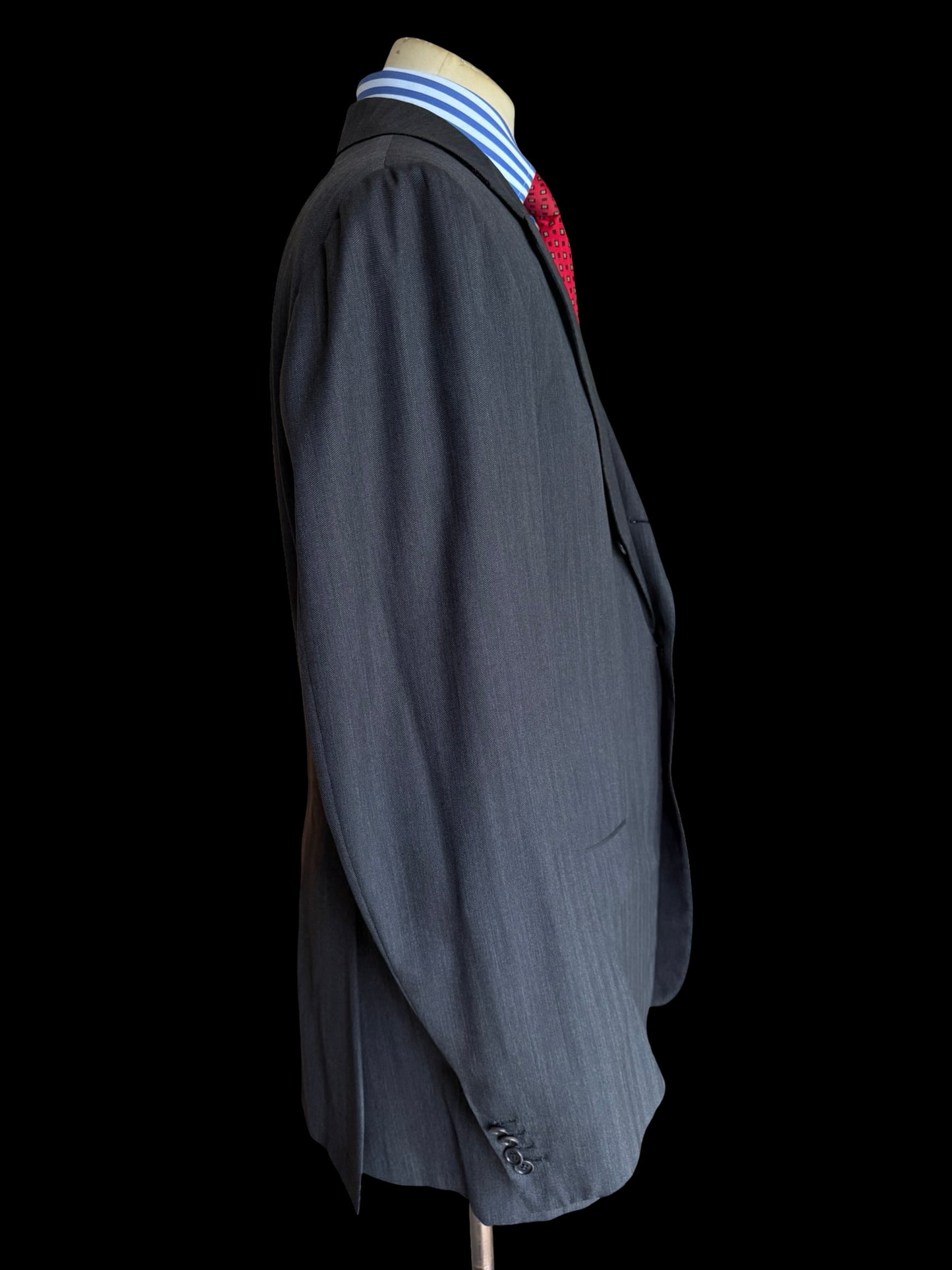 Kiton Grey Herringbone Suit 44L / W38L Diamante Blu Super 150’s 2 Roll 3