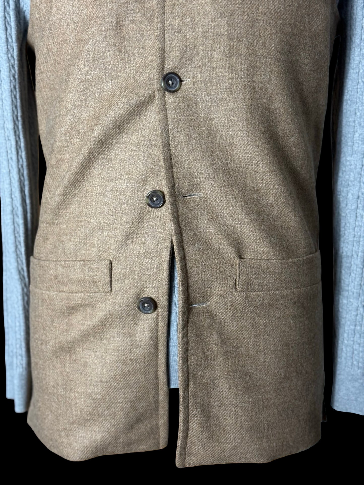Men’s Barrington & Ayre Moon Merino Wool Gilet 38” Nehru Collar Brown RRP £495