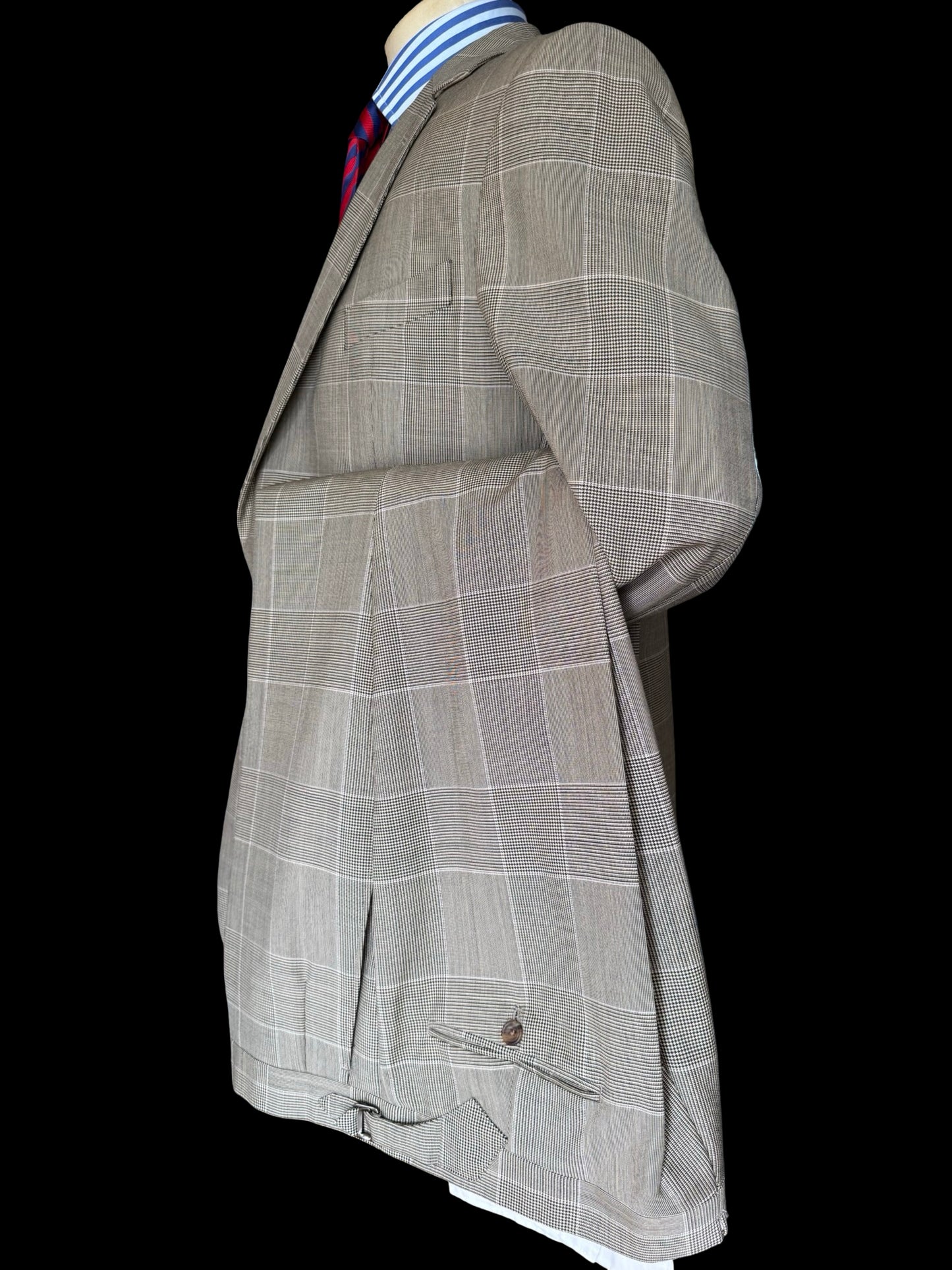 Chester Barrie Savile Row Grey Glen Plaid Check Suit 46R/ W40” Grey Wool Mohair