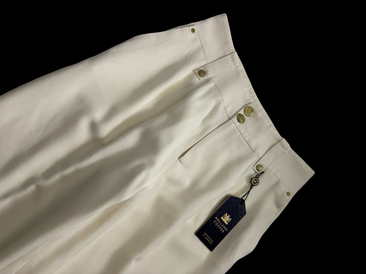 BNWT Holland Cooper High Waisted Straight Trousers UK14 Ivory RRP £299