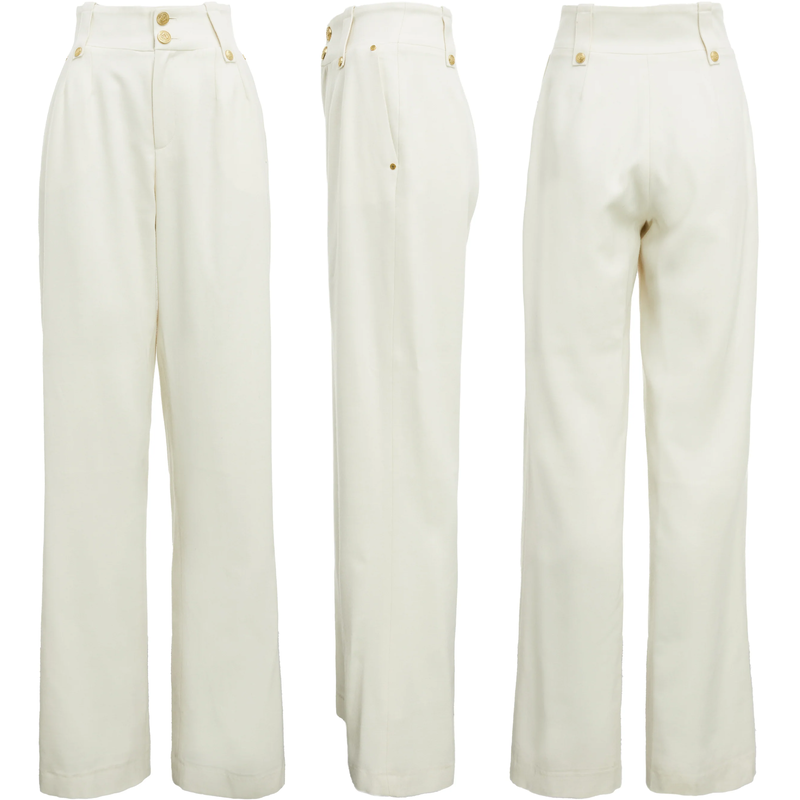 BNWT Holland Cooper High Waisted Straight Trousers UK14 Ivory RRP £299