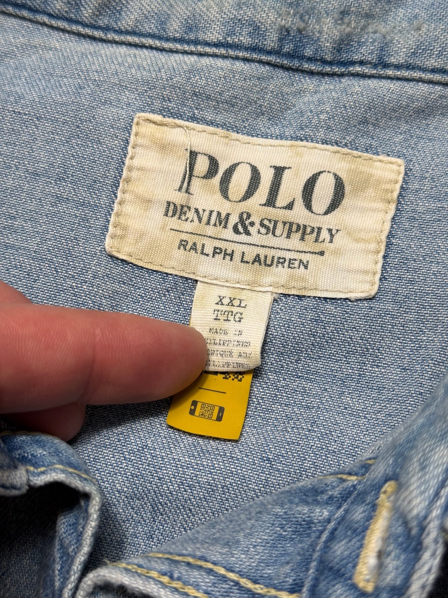 Men’s Polo Ralph Lauren Distressed Denim Western Shirt XXL Denim & Supply RRL