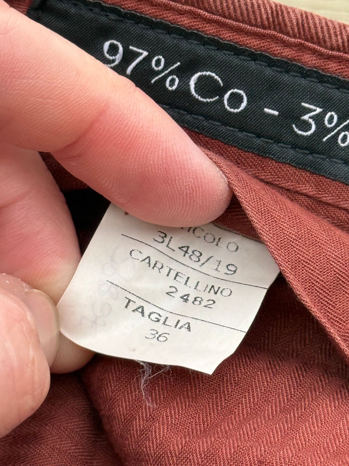 Men’s Kiton Napoli Chino Trousers Pants Size W36” Brick Red