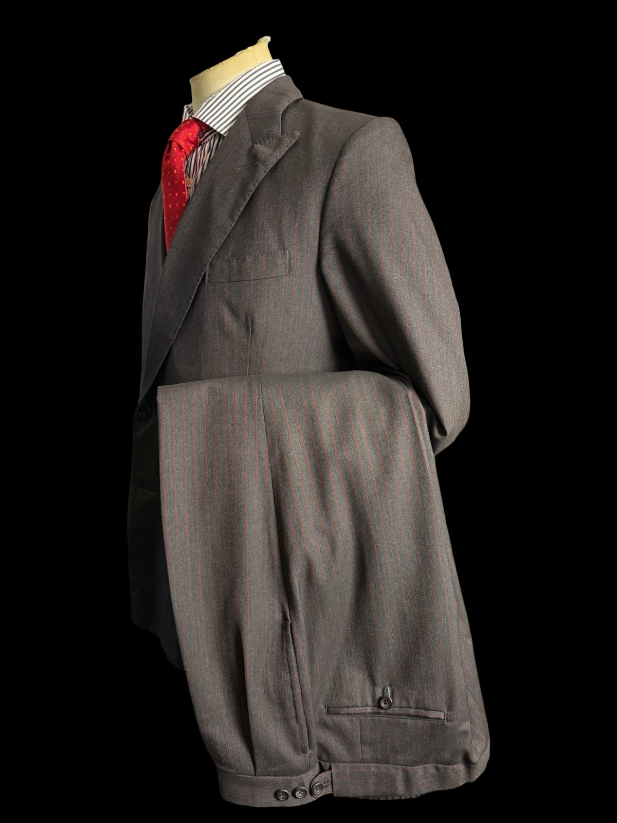 Bespoke Sims & Macdonald Savile Row Double Breasted Suit 38S / W34S Grey Pinstripe