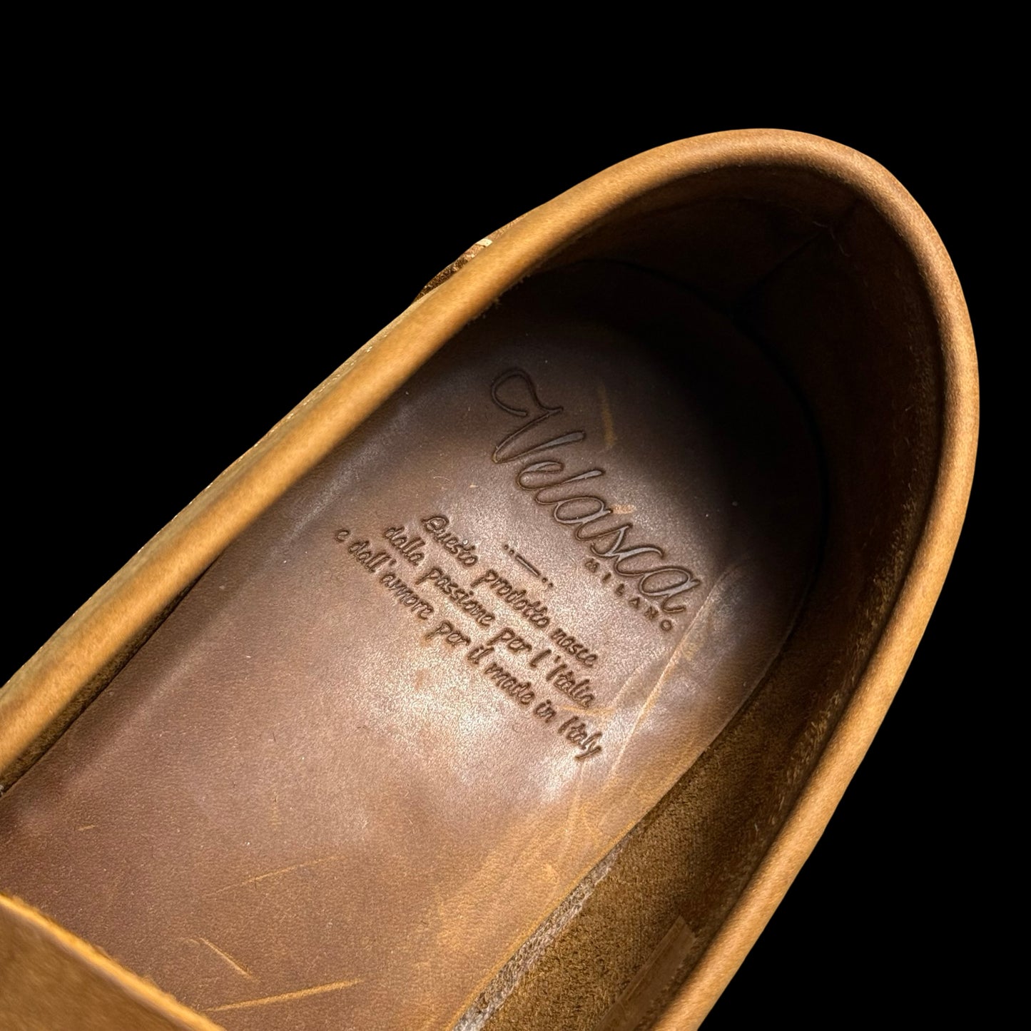 Velasca Milano Nubuck Leather Penny Loafers 40 UK6 Tan Brown Handmade In Italy