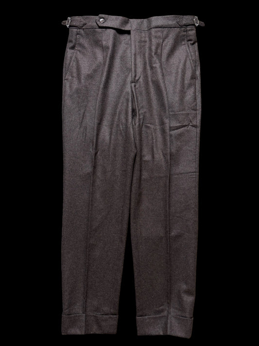 Men’s Natalino Brown Flannel Pleat Front Trousers W32S RRP £195