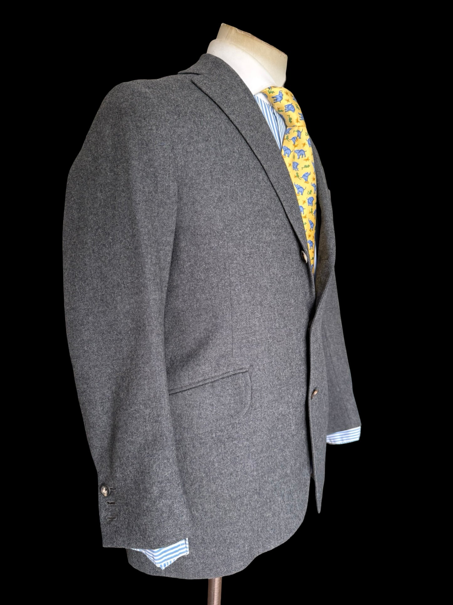 Bespoke 1960’s Hayward Grey Wool Flannel Blazer Size 38S Savile Row