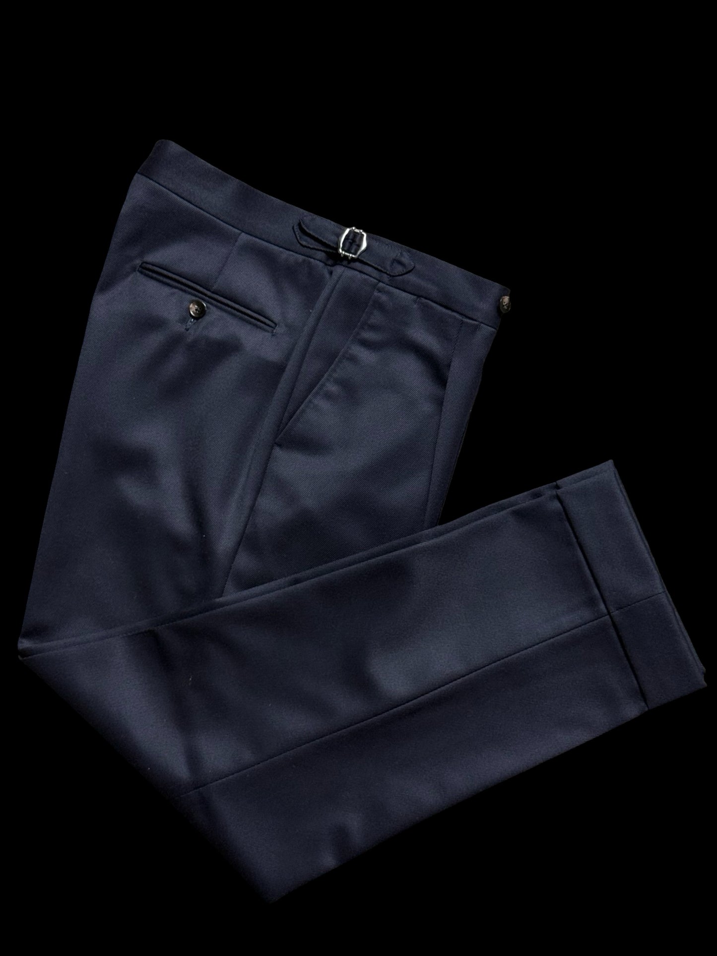 Men’s Natalino Navy Cavalry Wool Twill Pleat Front Trousers W32S RRP £205