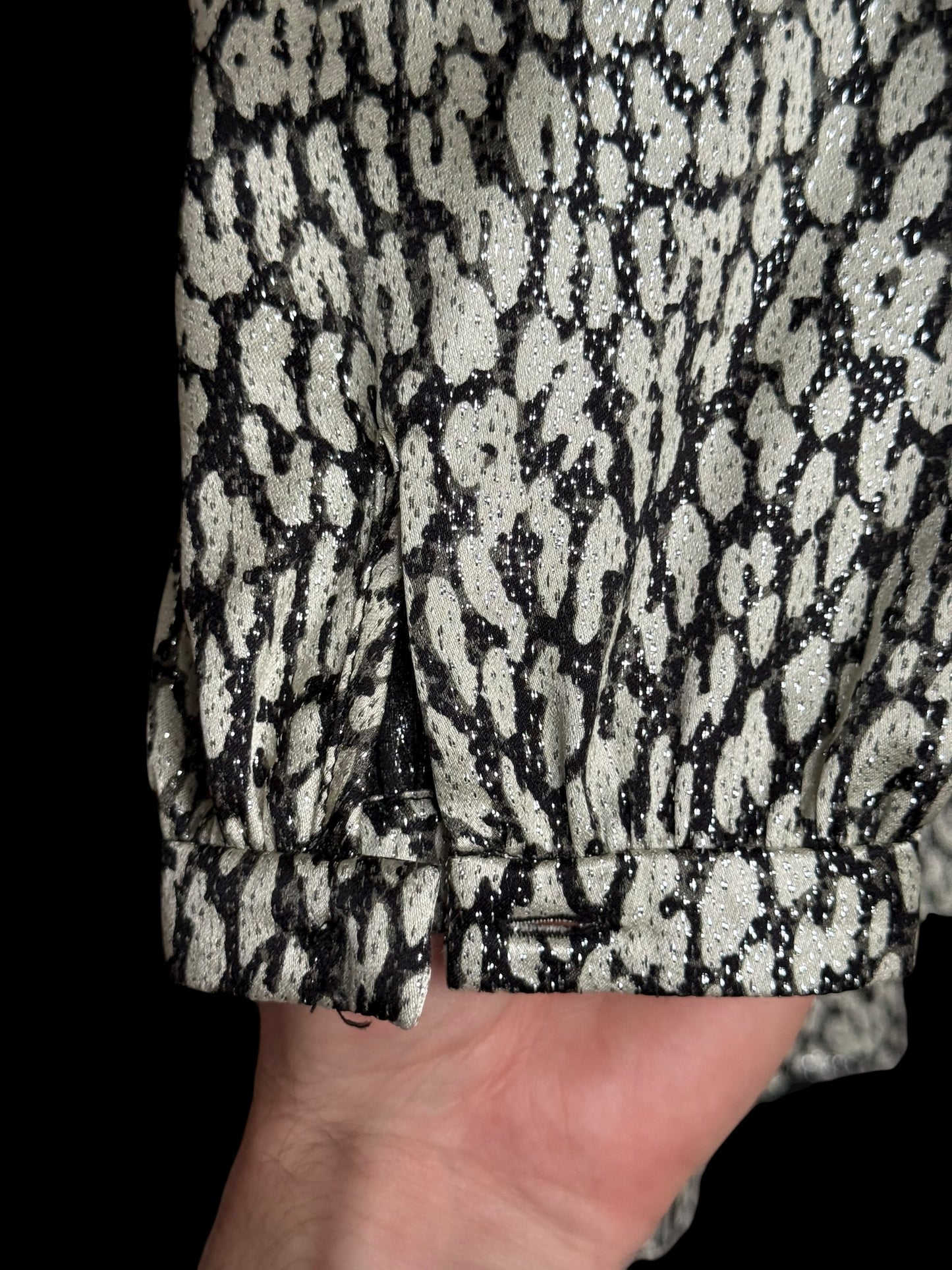 BNWT Saint Laurent Leopard Print Lam Silk Mini Evening Dress 44 RRP $2,290