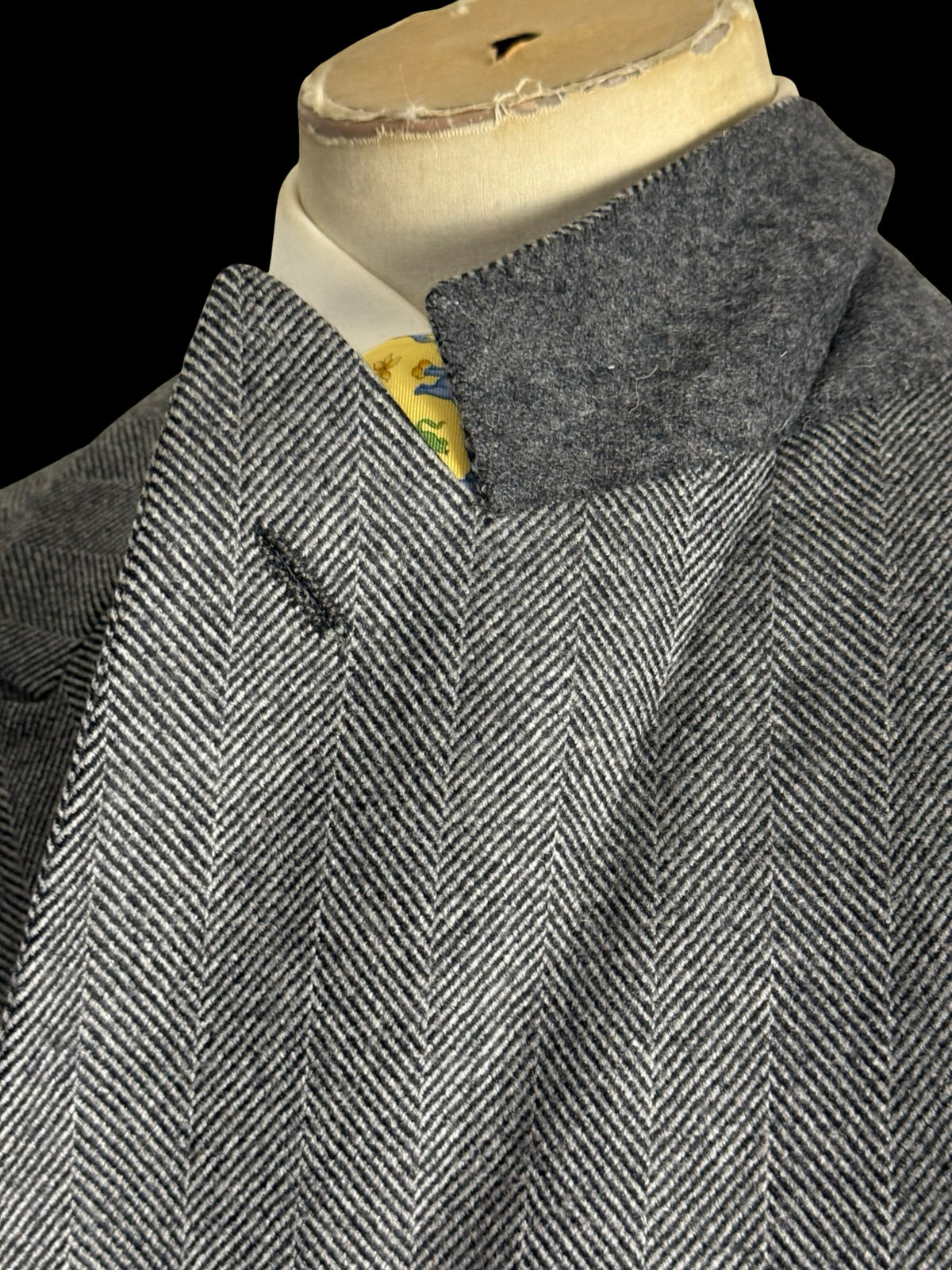 Vintage Chester Barrie Savile Row Double Breasted Herringbone Overcoat 42L