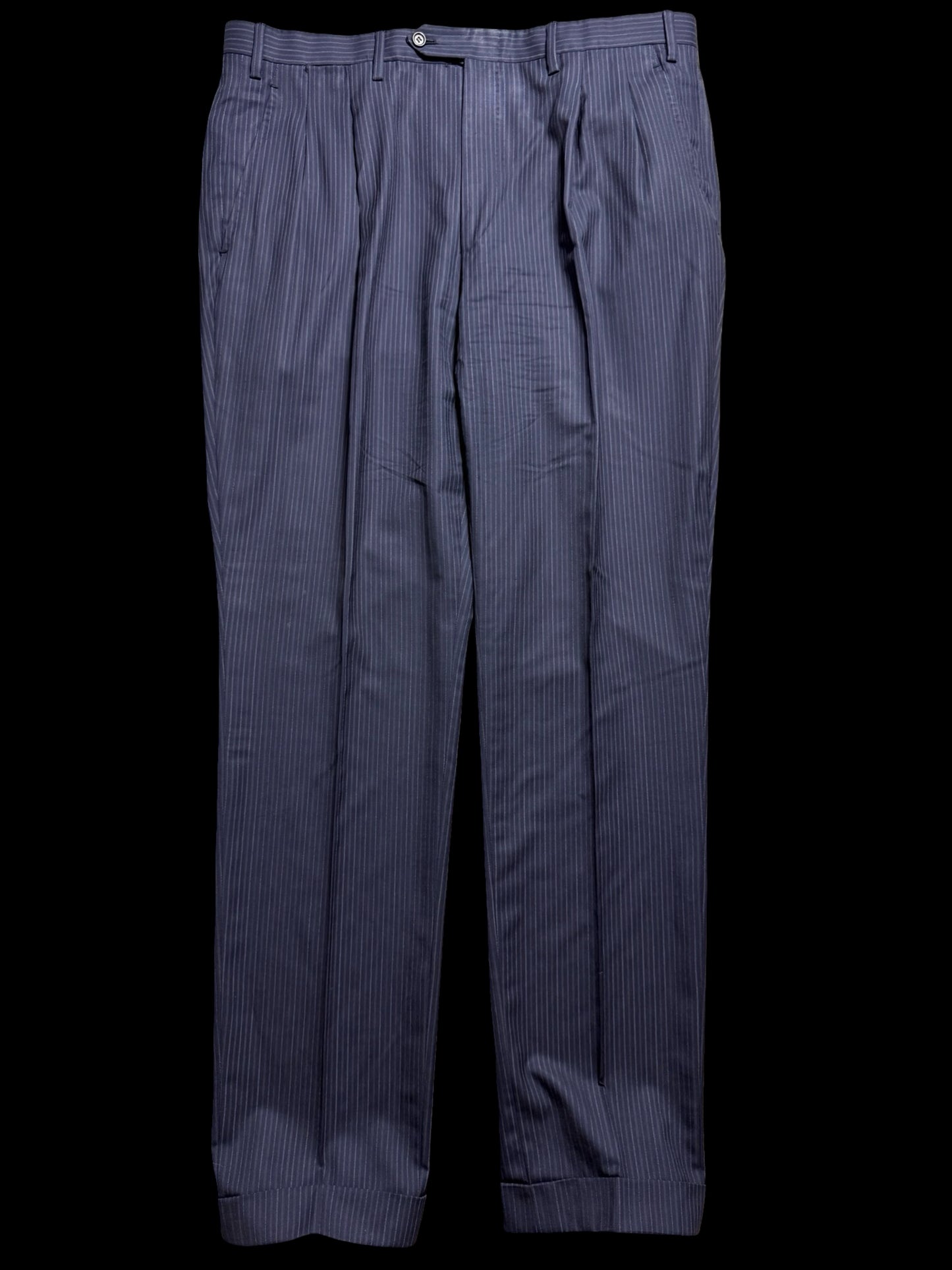 Kiton Navy Blue Pinstripe Suit 44L / W38L Blanc Blu Super 180’s Wool 2 Roll 3 14 Micron
