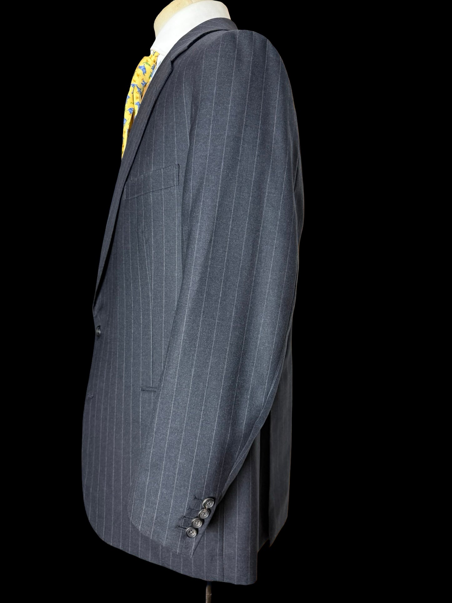 Bespoke Hayward Dark Grey Pinstripe Suit 43R/ W36R Savile Row 2 Btn