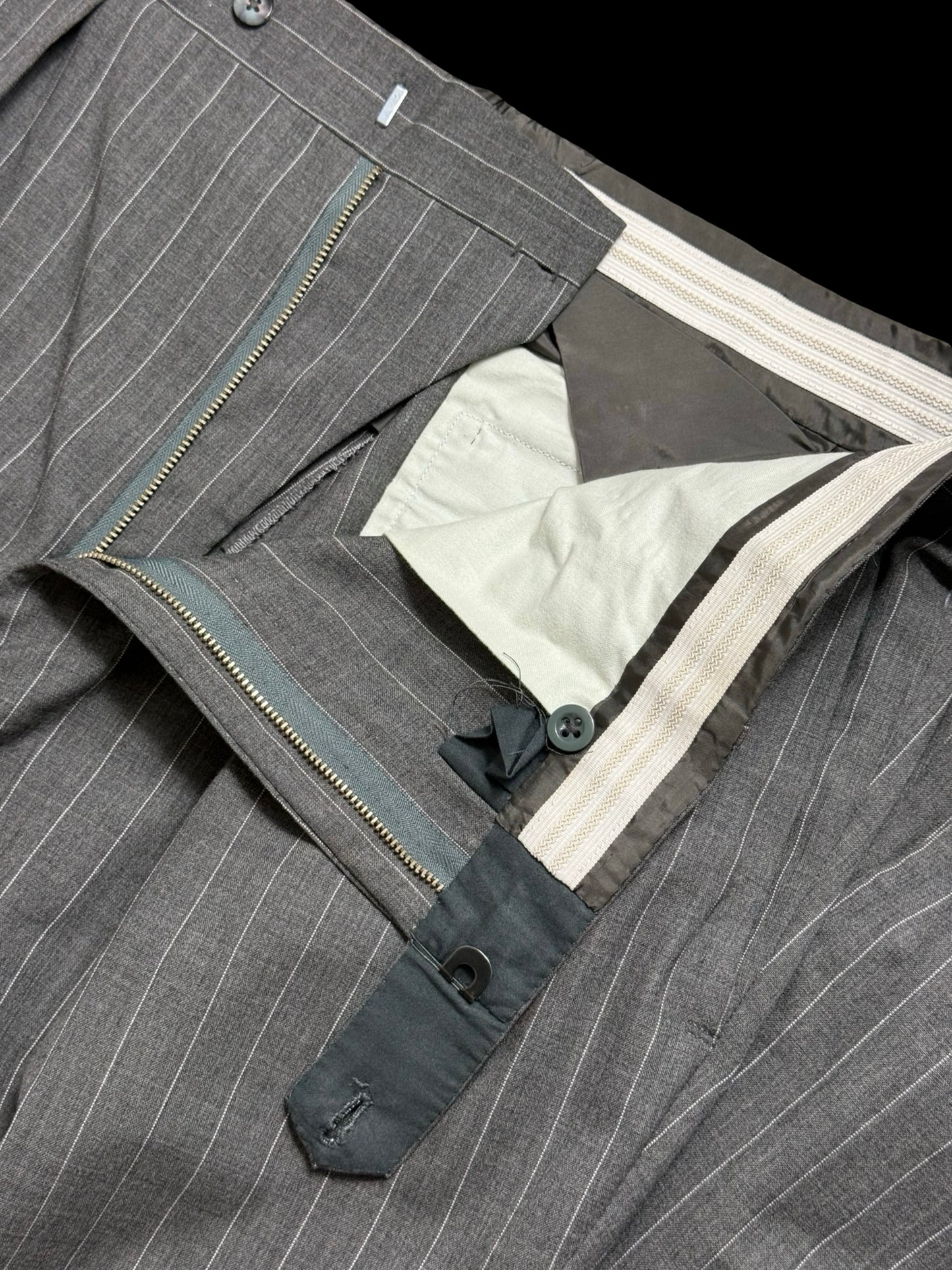 Bespoke Kilgour Light Grey Pinstripe Suit 42L/W38L Lightweight Savile Row 2roll3 - 2X TROUSERS