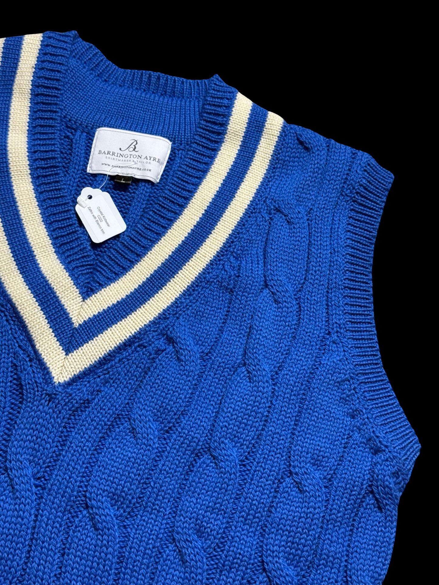 BNWT Barrington & Ayre Cricket Knit Jumper Vest Size Large Merino Wool RRP £225