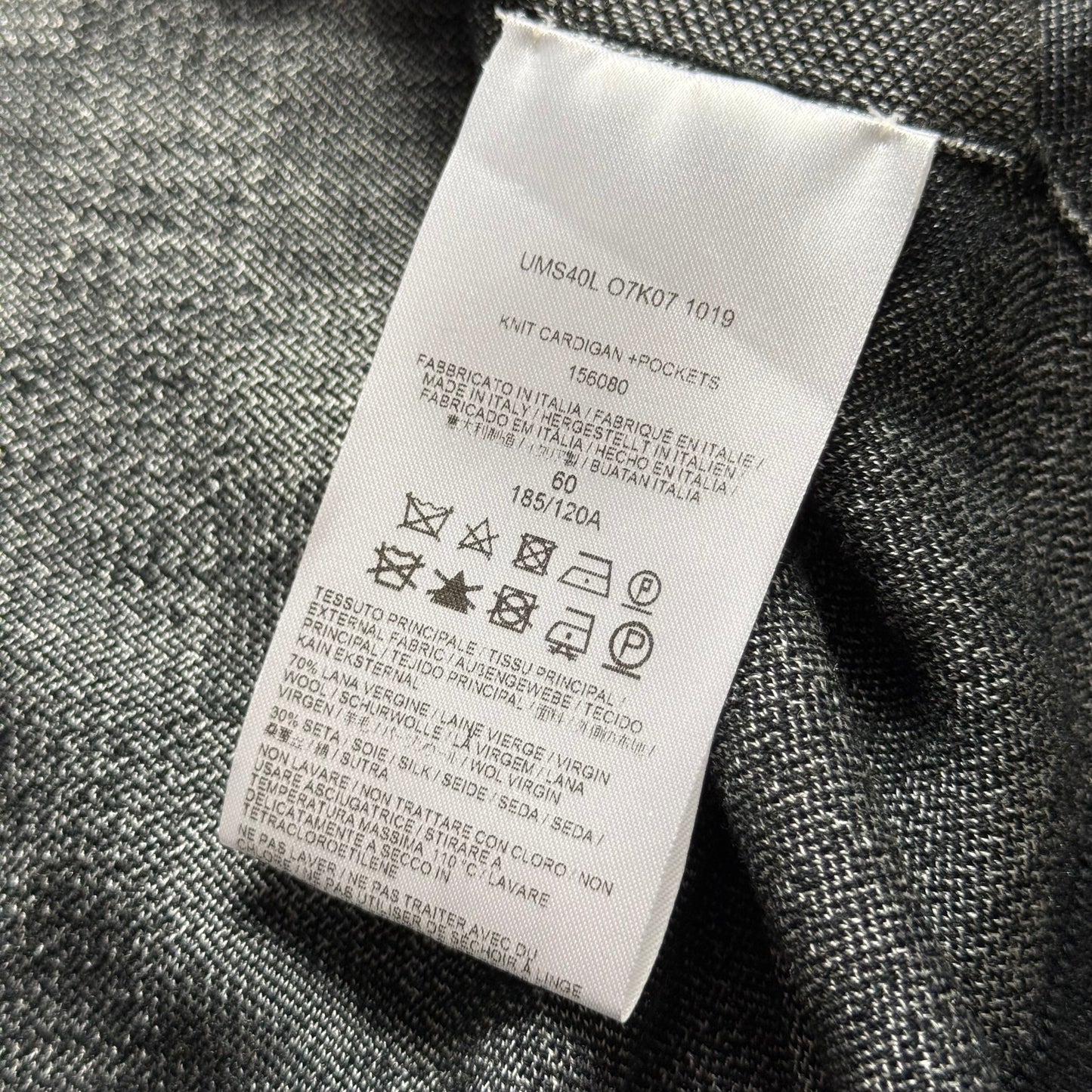 Men’s Brioni Wool & Silk Cardigan Size 60 Grey Pockets Prince Of Wales Check