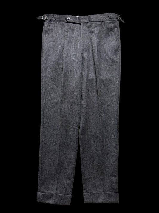 Men’s Natalino Grey Cavalry Wool Twill Pleat Front Trousers W32S RRP £205