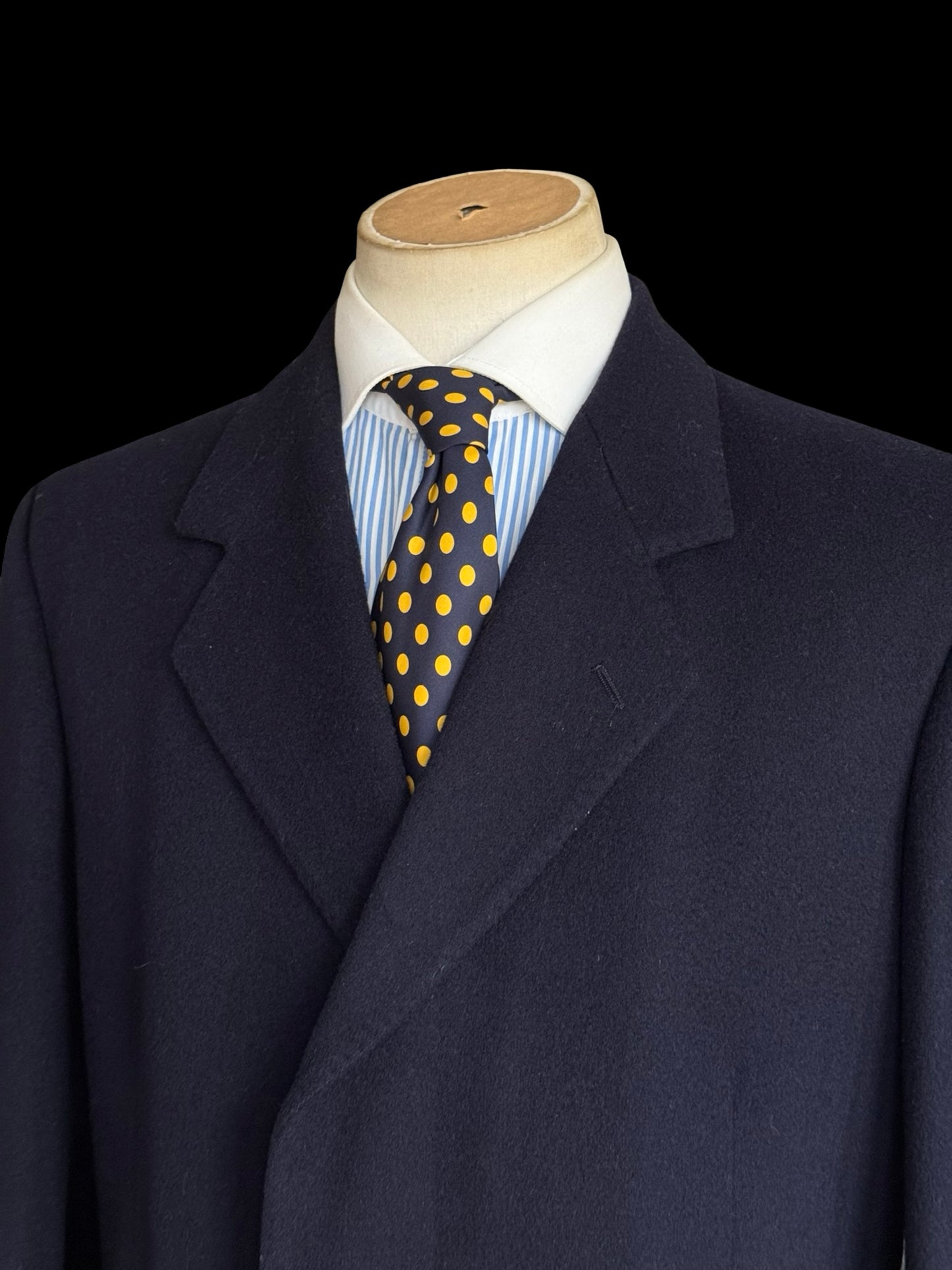 Gieves & Hawkes Navy Wool & Cashmere Overcoat 40L Made In England Savile Row