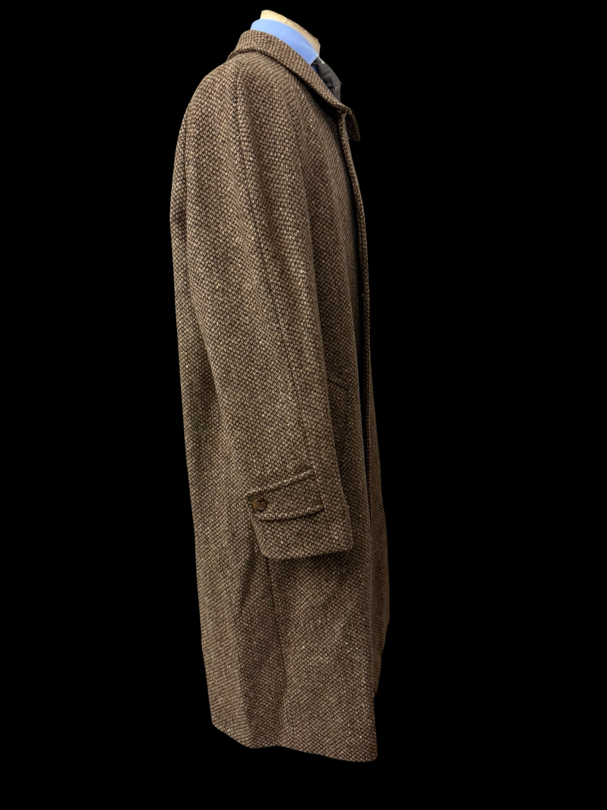 Vintage Mens Aquascutum Tweed Raglan Balmacaan Coat Size 40R Brown Flecked