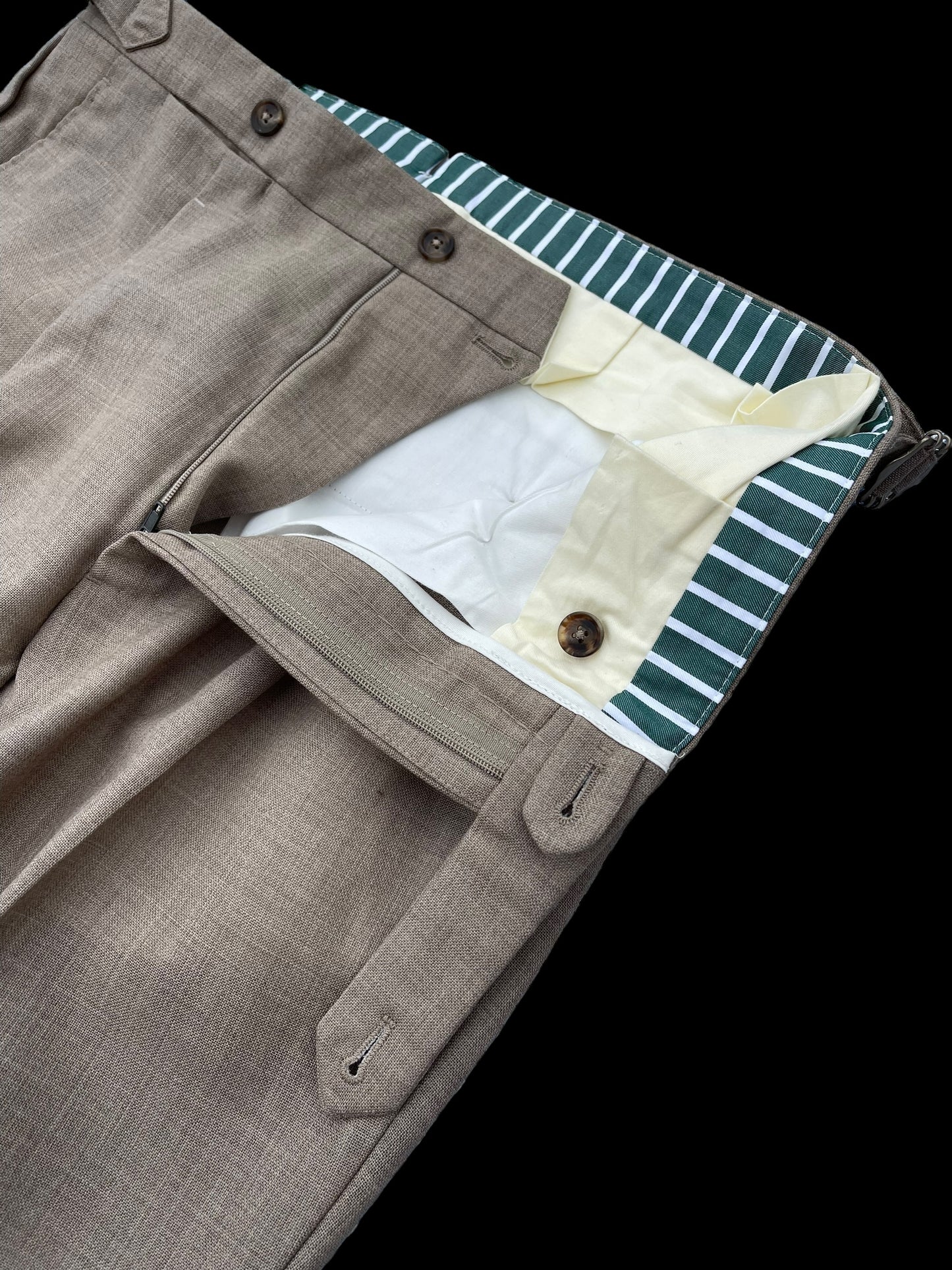 Natalino Single Pleat Tropical Wool Trousers 48 UK 32” Taupe RRP £180