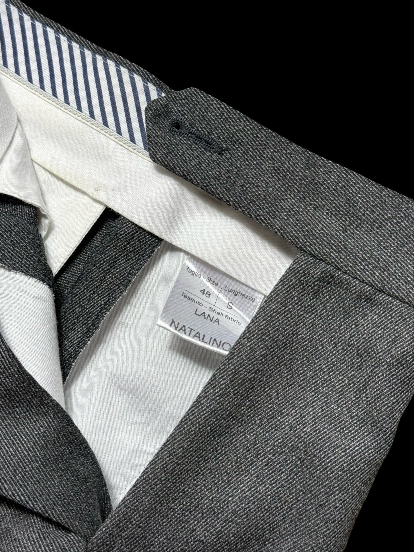 Men’s Natalino Grey Cavalry Wool Twill Pleat Front Trousers W32S RRP £205
