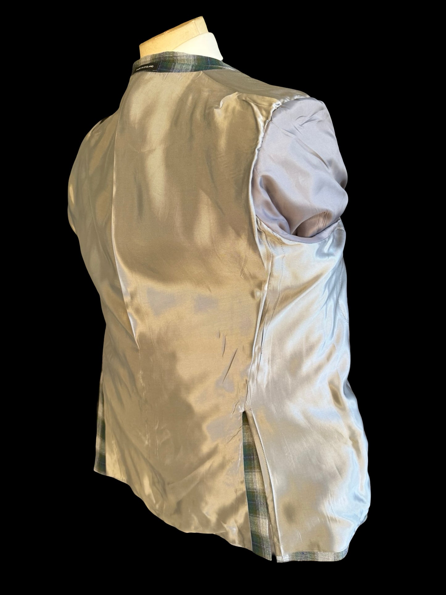 Bespoke Holland & Sherry Crystal Springs Check Sport Coat 46R Grey Green Purple