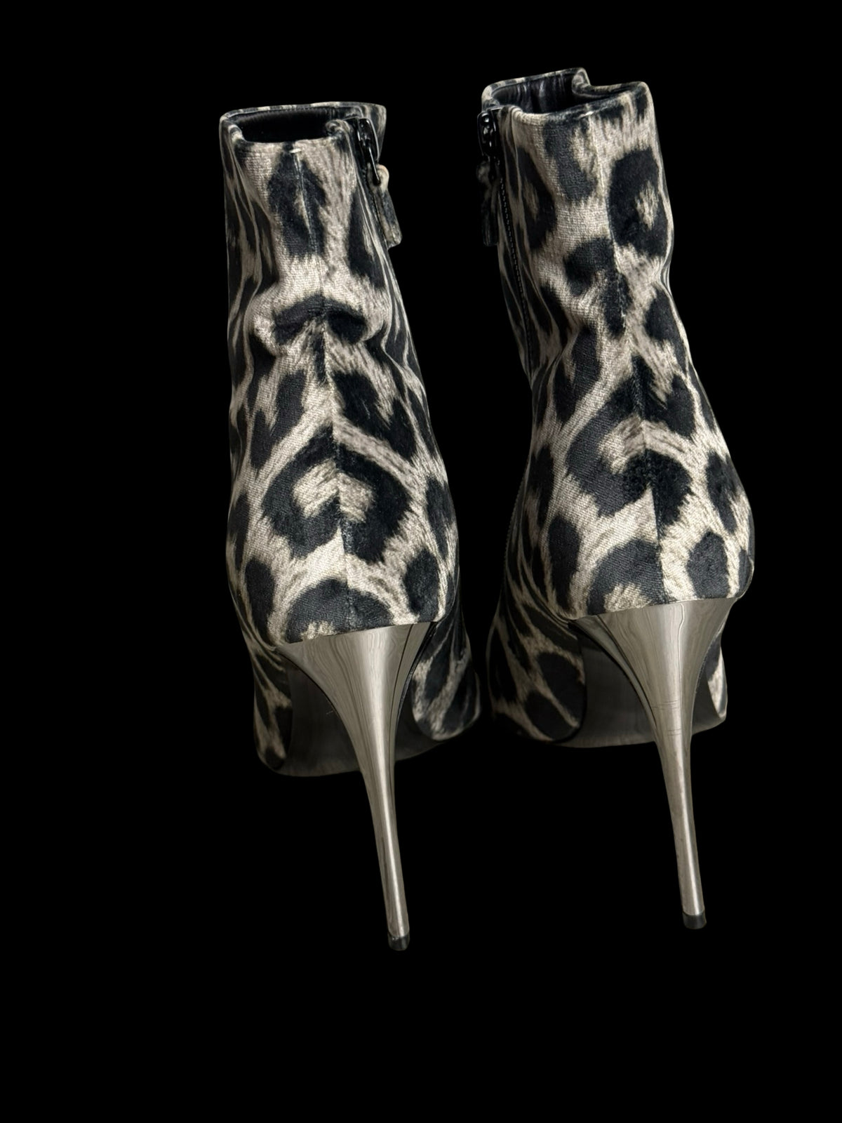 Stella McCartney Velvet Leopard Print Stiletto Heel Ankle Boots EU40 UK7
