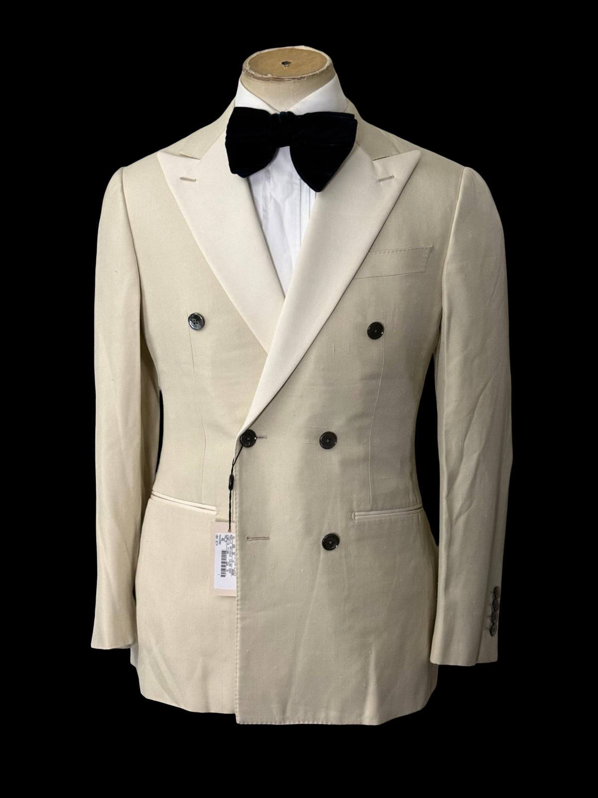 BNWT Thom Sweeney Cream Pure Silk Double Breasted Tuxedo Jacket 36R RRP £1375