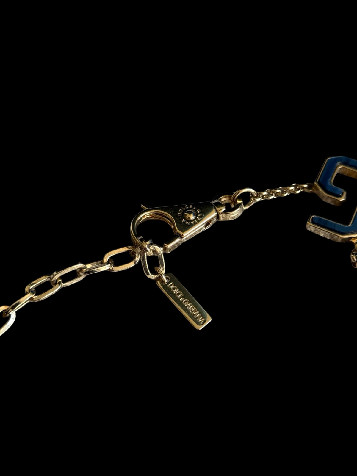 Vintage Women’s Dolce & Gabbana Gold Chain Belt 31-36” Blue Sapphire