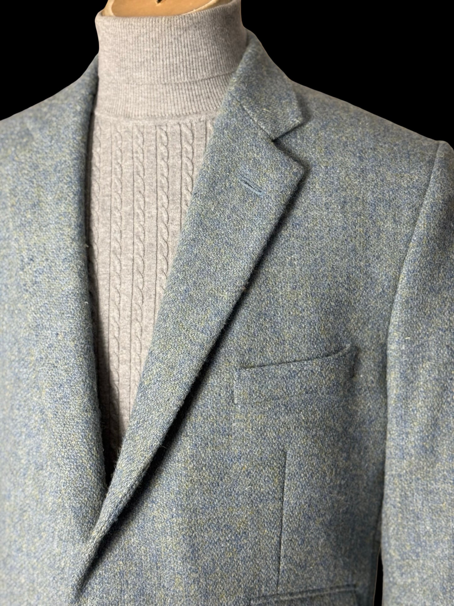 Bespoke Barrington & Ayre Heather Blue Harris Tweed Sport Coat 44L RRP £1095
