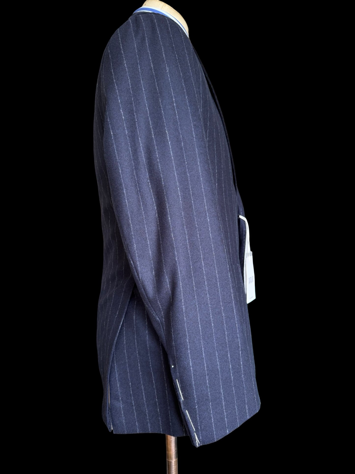 BNWT Natalino Navy Chalk Stripe Flannel Sport Jacket 36R RRP £470